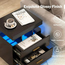 LED Nightstand with 2 Storage Drawers for Bedroom-Black by LJGDeals