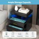 LED Nightstand with 2 Storage Drawers for Bedroom-Black by LJGDeals