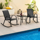 Set of 2 Metal Patio Rocking Chair with Breathable Seat Fabric by LJGDeals
