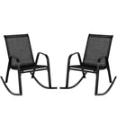 Set of 2 Metal Patio Rocking Chair with Breathable Seat Fabric