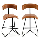 Set of 2 Modern Counter Height Stools 25 Inch Faux Leather Upholstered by LJGDeals