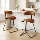 Set of 2 Modern Counter Height Stools 25 Inch Faux Leather Upholstered by LJGDeals