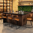 Set of 2 Modern Counter Height Stools 25 Inch Faux Leather Upholstered by LJGDeals