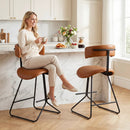 Set of 2 Modern Counter Height Stools 25 Inch Faux Leather Upholstered by LJGDeals