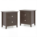 Set of 2 Modern Nightstand with two Drawers for Small Spaces-Rustic Brown by LJGDeals