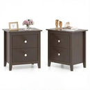 Set of 2 Modern Nightstand with two Drawers for Small Spaces-Rustic Brown by LJGDeals