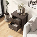 Set of 2 Modern Nightstand with two Drawers for Small Spaces-Rustic Brown by LJGDeals