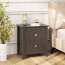 Set of 2 Modern Nightstand with two Drawers for Small Spaces-Rustic Brown by LJGDeals