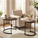 Set of 2 Modern Round Stacking Nesting Coffee Tables for Living Room by LJGDeals