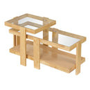 Nesting Coffee Tables Set of 2 with Rattan Shelf - Natural by LJGDeals