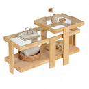 Nesting Coffee Tables Set of 2 with Rattan Shelf - Natural by LJGDeals