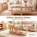 Nesting Coffee Tables Set of 2 with Rattan Shelf - Natural by LJGDeals