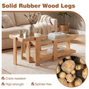 Nesting Coffee Tables Set of 2 with Rattan Shelf - Natural by LJGDeals