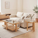 Nesting Coffee Tables Set of 2 with Rattan Shelf - Natural by LJGDeals