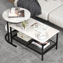 Set of 2 Nesting Coffee Table with Extra Storage Shelf for Living Room-Black by DirectDeals