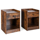 Set of 2 Nightstand with Drawer Cabinet End Side Table Raised Top by LJGDeals