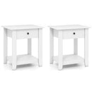 Set of 2 Nightstand with Drawer 3-Tier Modern Bedside Table with Open Shelf and Storage by DirectDeals