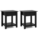 Set of 2 Nightstand with Drawer 3-Tier Modern Bedside Table with Open Shelf and Storage by DirectDeals