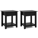 Set of 2 Nightstand with Drawer 3-Tier Modern Bedside Table with Open Shelf and Storage by LJGDeals