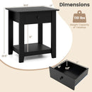 Set of 2 Nightstand with Drawer 3-Tier Modern Bedside Table with Open Shelf and Storage by DirectDeals