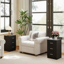 Set of 2 Nightstand with Charging Station End Table with 3 Storage Drawers Bedside Table for Bedroom by LJGDeals