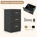 Set of 2 Nightstand with Charging Station End Table with 3 Storage Drawers Bedside Table for Bedroom by LJGDeals