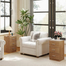 Set of 2 Nightstand with Charging Station End Table with 3 Storage Drawers Bedside Table for Bedroom by LJGDeals
