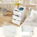 Set of 2 Nightstand with Charging Station End Table with 3 Storage Drawers Bedside Table for Bedroom by LJGDeals