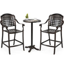 Set of 2 Outdoor Bar Stool 25.5 Inch Counter Height Cast Aluminum Bar Chairs-Copper by LJGDeals