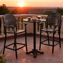 Set of 2 Outdoor Bar Stool 25.5 Inch Counter Height Cast Aluminum Bar Chairs-Copper by LJGDeals