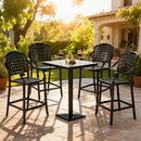 Set of 2 Outdoor Bar Stool 25.5 Inch Counter Height Cast Aluminum Bar Chairs-Copper by LJGDeals