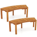 Set of 1 Outdoor Bench Acacia Wood Curved Garden Bench 2-Person by DirectDeals