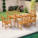 Set of 2 Outdoor Dining Chairs Acacia Wood with Cross-Pattern Backrest by LJGDeals