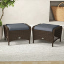 Outdoor PE Wicker Ottomans Set of 2 with Removable Cushions by LJGDeals
