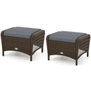 Outdoor PE Wicker Ottomans Set of 2 with Removable Cushions by LJGDeals