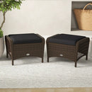 Outdoor PE Wicker Ottomans Set of 2 with Removable Cushions by LJGDeals