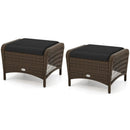 Outdoor PE Wicker Ottomans Set of 2 with Removable Cushions by LJGDeals