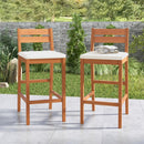 Set of 2 Outdoor Wood Barstools with Soft Seat Cushion-Off White by LJGDeals