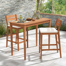 Set of 2 Outdoor Wood Barstools with Soft Seat Cushion-Off White by LJGDeals