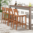 Set of 2 Outdoor Wood Barstools with Soft Seat Cushion-Off White by LJGDeals