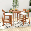 Set of 2 Outdoor Wood Barstools with Soft Seat Cushion-Off White by LJGDeals