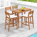 Set of 2 Outdoor Wood Barstools with Soft Seat Cushion-Off White by LJGDeals
