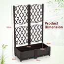 Set of 2 PE Rattan Raised Garden Bed with Trellis Planter Box for Climbing Plants-Rustic Brown