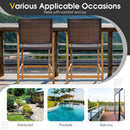 Set of 2 PE Wicker Patio Bar Chairs with Acacia Wood Armrests-Set of 2 by LJGDeals