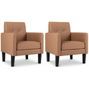 Modern Accent Chair Set with Removable Cushion, Brown PU Leather by DirectDeals