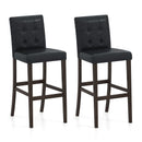 Set of 2 PVC Leather Bar Stools with Solid Wood Legs by DirectDeals