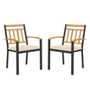 Set of 2 Patio Dining Chairs with Removable Padded Cushions-17 Inches