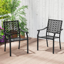 Set of 2 Patio Dining Chairs with Curved Armrests and Reinforced Steel Frame by DirectDeals