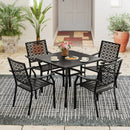 Set of 2 Patio Dining Chairs with Curved Armrests and Reinforced Steel Frame by LJGDeals
