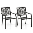 Set of 2 Patio Dining Chairs with Curved Armrests and Reinforced Steel Frame by LJGDeals